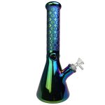 Electro Plated Rainbow Designer Leaf Beaker Water Pipe with 14M Bowl