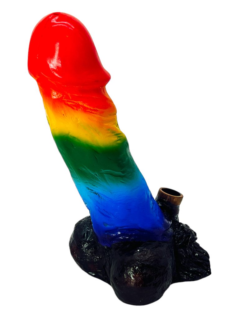 HAND CRAFTED XLARGE PENIS HANDPIPE 10 RAINBOW