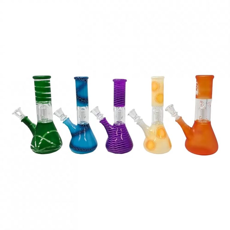 8 Assorted Clear Center Perc Beaker Water Pipe